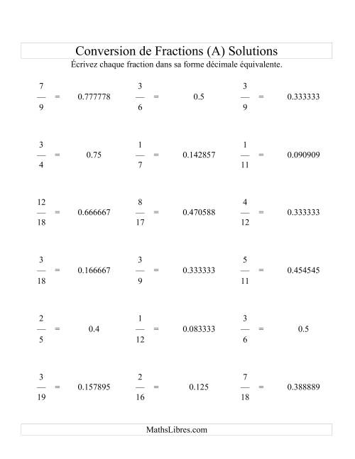 Conversion de Fractions en Nombres Décimaux (Tout) page 2