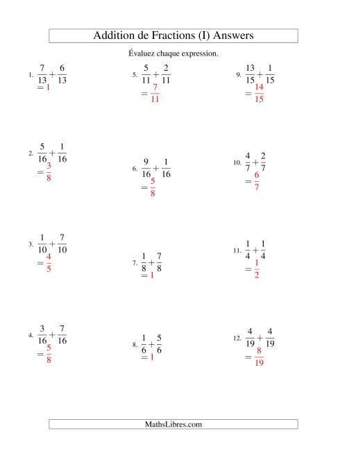 Addition de Fractions (I) page 2