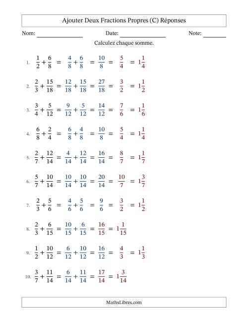 Addition de Fractions Mixtes (C) page 2