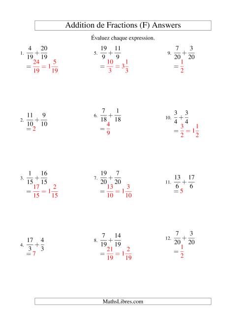 Addition de Fractions Impropres (F) page 2