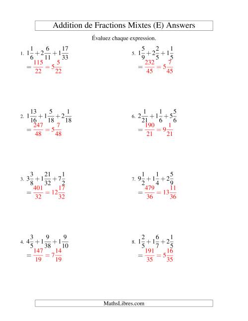 Addition de Fractions Mixtes (Défi) (E) page 2
