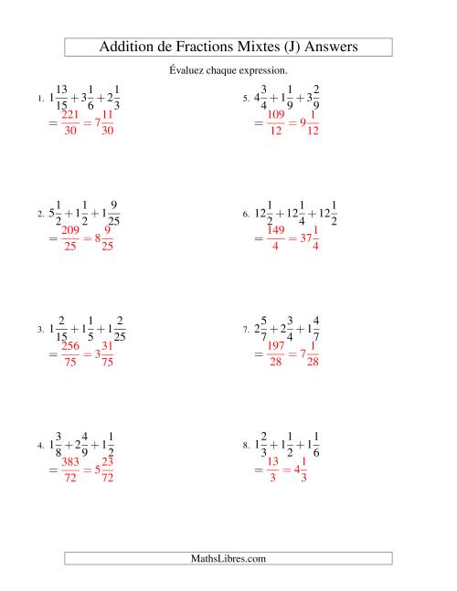 Addition de Fractions Mixtes (Défi) (J) page 2