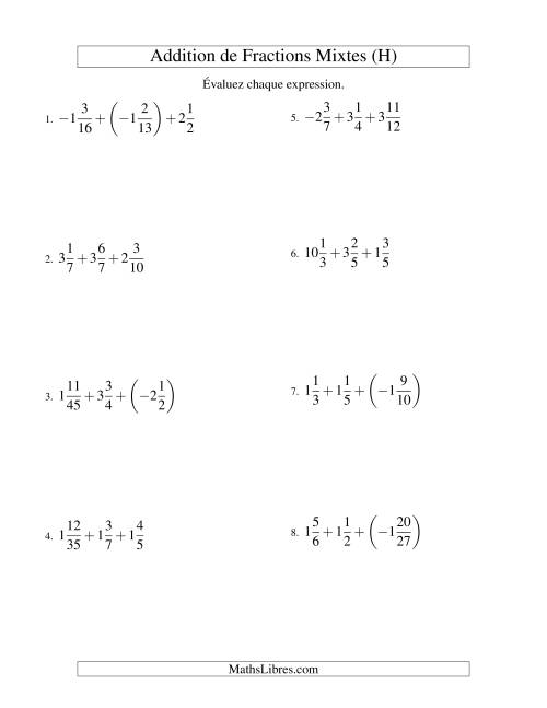 Addition de Fractions Mixtes (Super défi) (H) page 2