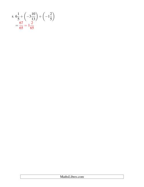 Addition de Fractions Mixtes (Super défi) (J) page 2