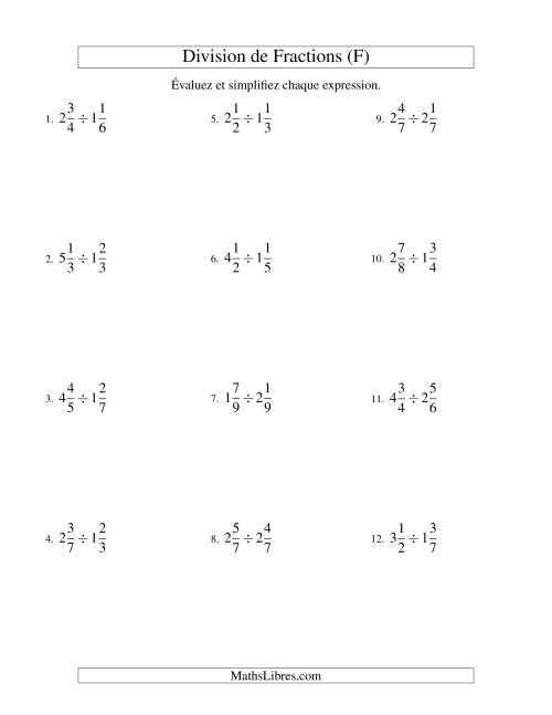 Division et Simplification de Fractions Mixtes (F)
