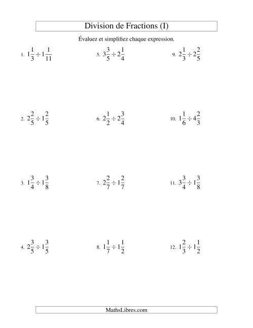 Division et Simplification de Fractions Mixtes (I)