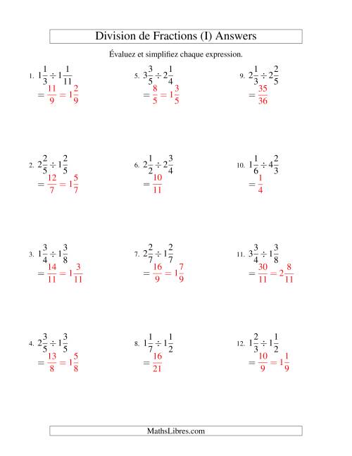 Division et Simplification de Fractions Mixtes (I) page 2