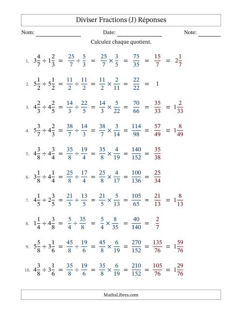 Division et Simplification de Fractions Mixtes (J) page 2
