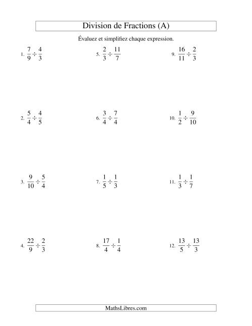 Division et Simplification de Fractions Impropres (A)