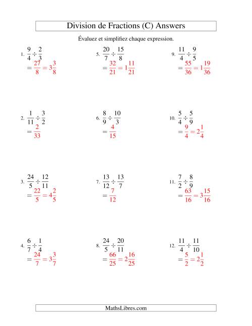 Division et Simplification de Fractions Impropres (C) page 2