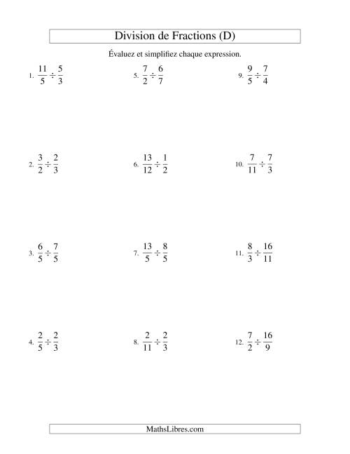 Division et Simplification de Fractions Impropres (D)