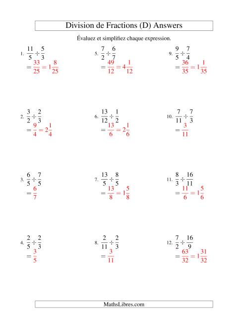 Division et Simplification de Fractions Impropres (D) page 2