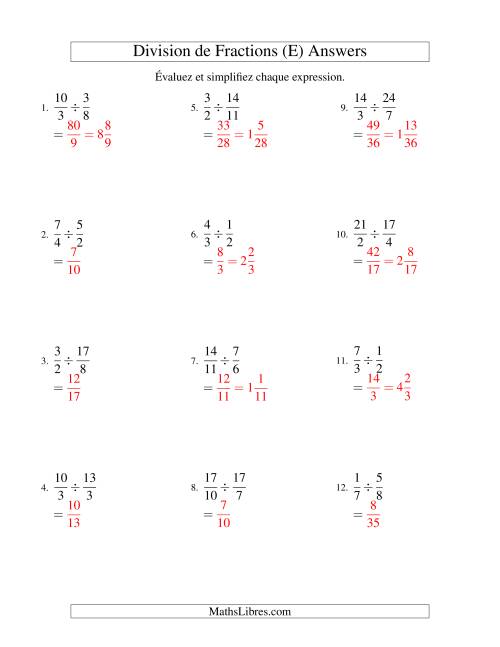 Division et Simplification de Fractions Impropres (E) page 2