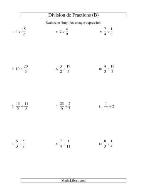 Division et Simplification de Fractions (B)