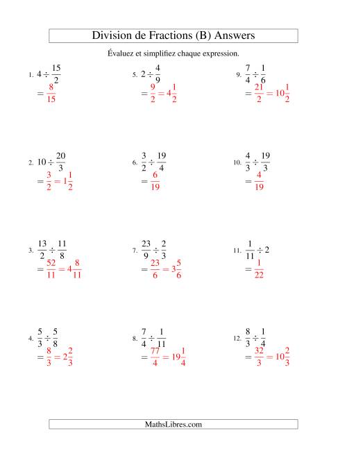 Division et Simplification de Fractions (B) page 2