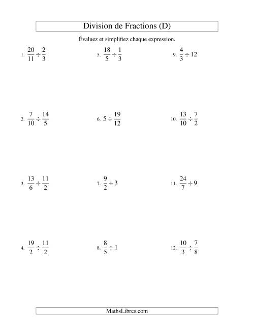 Division et Simplification de Fractions (D)