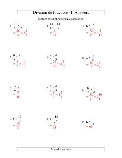 Division et Simplification de Fractions (I) page 2