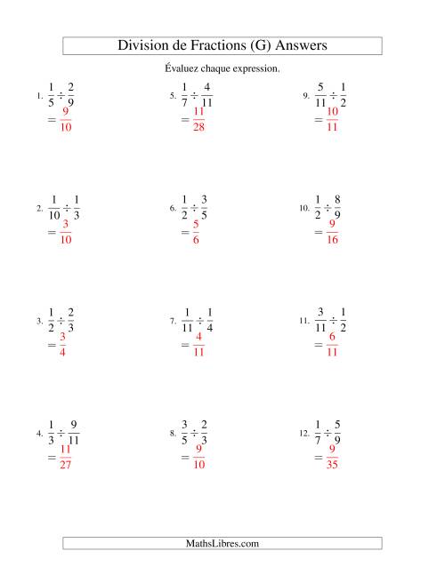 Division et Simplification de Fractions Propres (G) page 2