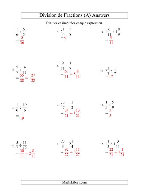 Division et Simplification de Fractions Mixtes (Tout) page 2