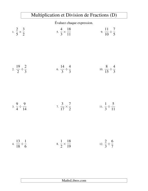 Multiplication et Division de Fractions (D)