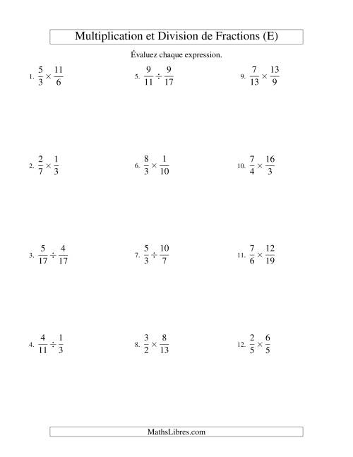 Multiplication et Division de Fractions (E)