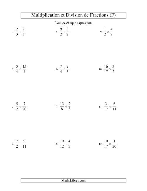 Multiplication et Division de Fractions (F)