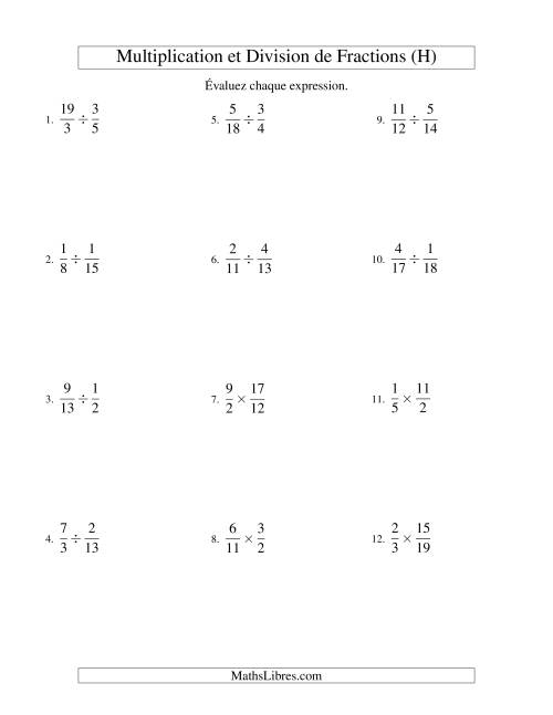 Multiplication et Division de Fractions (H)