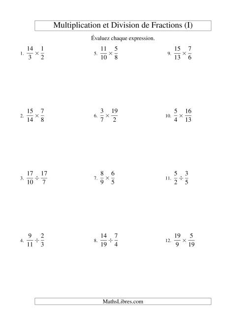 Multiplication et Division de Fractions (I)