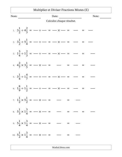 Multiplication et Division de Fractions Mixtes (E)