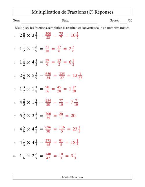 Multiplier deux fractions mixtes (C) page 2