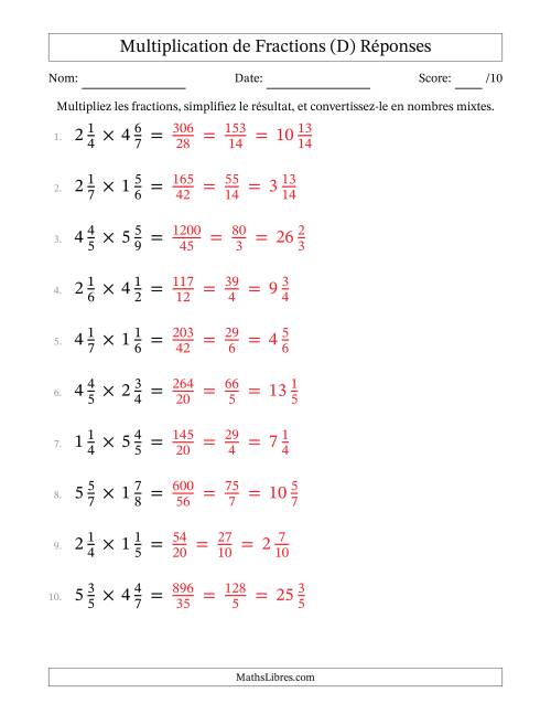 Multiplier deux fractions mixtes (D) page 2