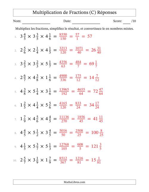 Multiplier trois fractions mixtes (C) page 2