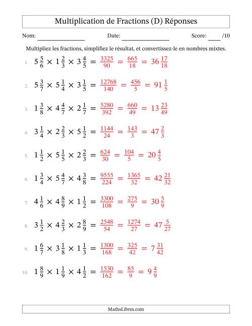 Multiplier trois fractions mixtes (D) page 2