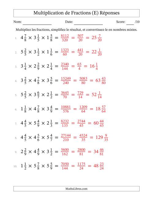 Multiplier trois fractions mixtes (E) page 2