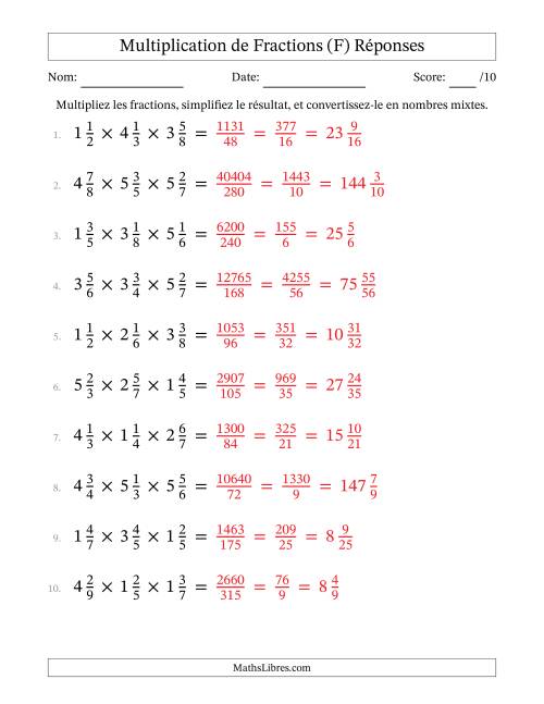 Multiplier trois fractions mixtes (F) page 2