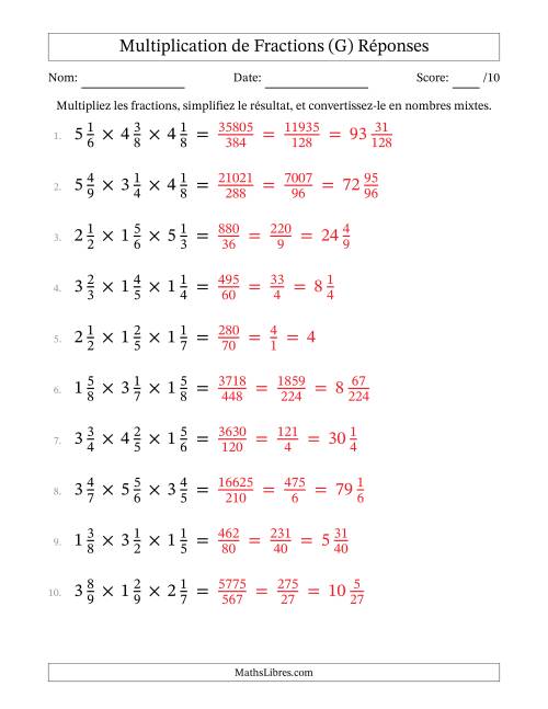 Multiplier trois fractions mixtes (G) page 2