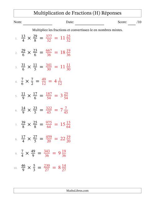 Multiplier Deux Fractions Impropres (H) page 2