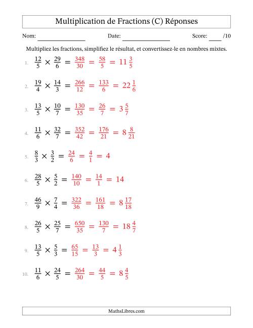 Multiplier et Simplifier Deux Fractions Impropres (C) page 2