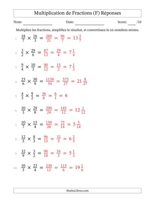 Multiplier et Simplifier Deux Fractions Impropres (F) page 2