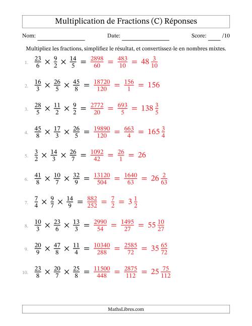 Multiplier trois fractions impropres (C) page 2
