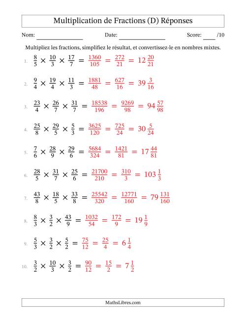 Multiplier trois fractions impropres (D) page 2