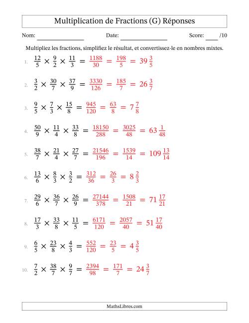 Multiplier trois fractions impropres (G) page 2