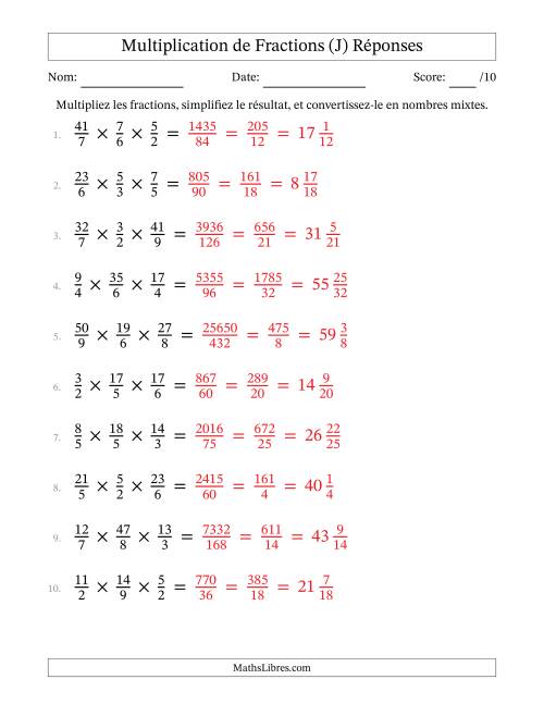 Multiplier trois fractions impropres (J) page 2