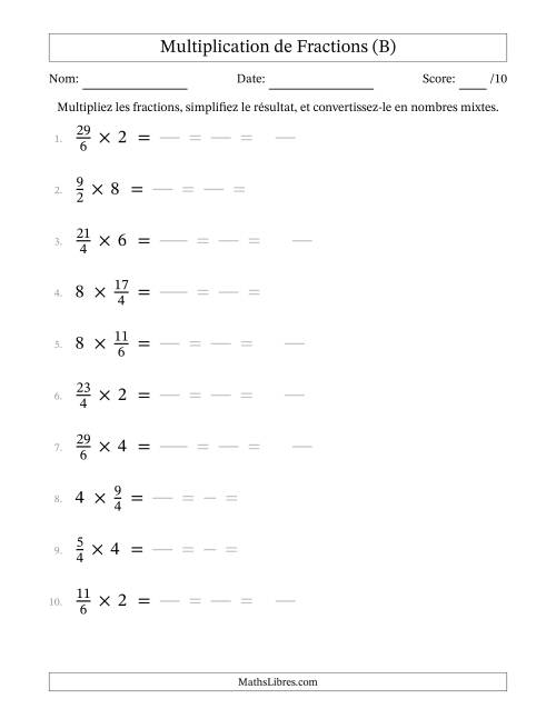 Multiplier Fractions Impropres par quelques Nombres Entiers (B)