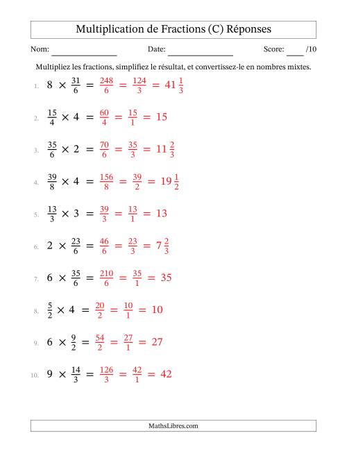Multiplier Fractions Impropres par quelques Nombres Entiers (C) page 2