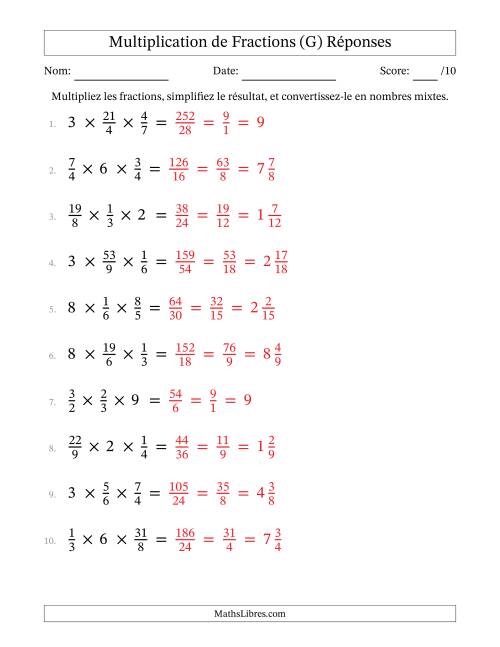 Multiplier fractions propres par quelques nombres entiers (trois facteurs) (G) page 2