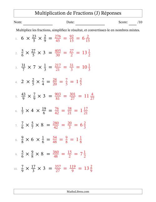 Multiplier fractions propres par quelques nombres entiers (trois facteurs) (J) page 2