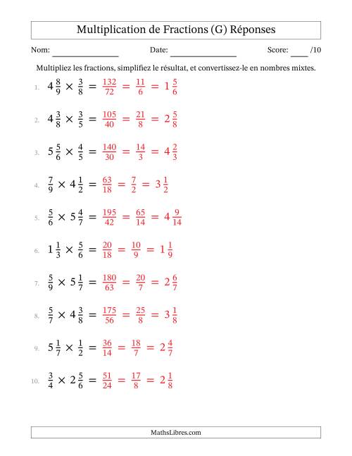 Multiplier Fractions propres par quelques fractions mixtes (G) page 2