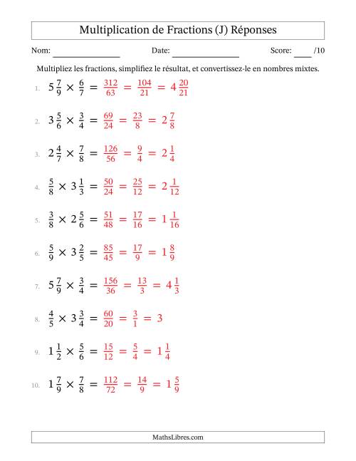 Multiplier Fractions propres par quelques fractions mixtes (J) page 2