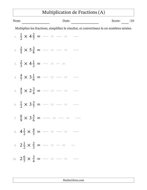 Multiplier Fractions propres par quelques fractions mixtes (Tout)